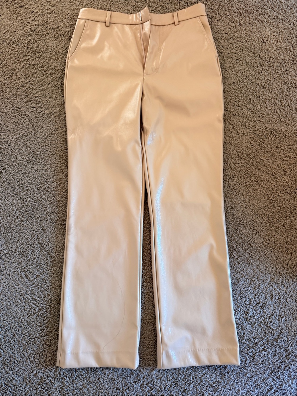 GREY LAB Women's Straight-Leg Vegan Leather Jeans — Light Beige